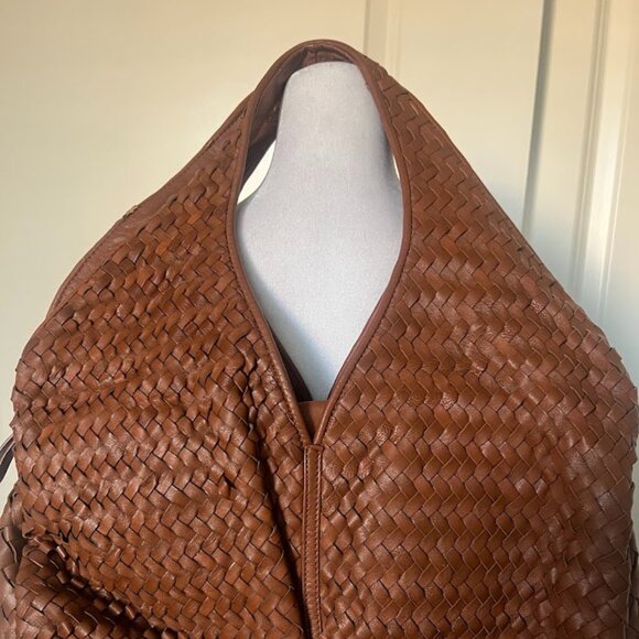 Sondra Roberts Brown Basketweave Hobo Shoulder Bag Purse - Picture 7 of 16